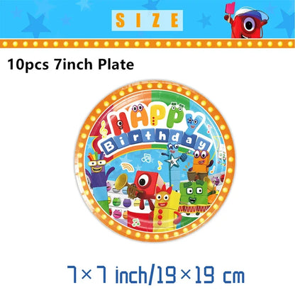 New 1Set Numberblocked Party Supplies TV Show Number Latex Balloons Toy Decor Happy Birthday Banner Bunting Cake Topper Balloon