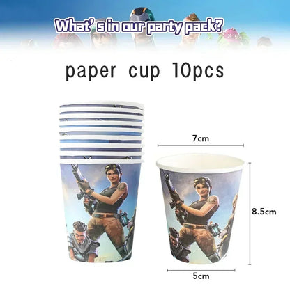 Fortnite Balloons Happy Birthday Banner Shooting Game Party Decoration Alpaca Llama Disposable Tableware Background Cake Topper