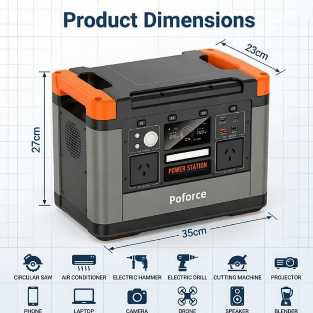 1500W 1008Wh LiFePO4 Solar Generator Portable Power Station for Home Backup Emergency Camping RV  3000W Peak Pure Sine Wave