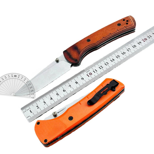 15090 Outdoor Folding Knife Durable 9Cr13Mov Blade, Ergonomic Hybrid G10/Wood Handle Perfect for Hiking Camping & Daily Carry