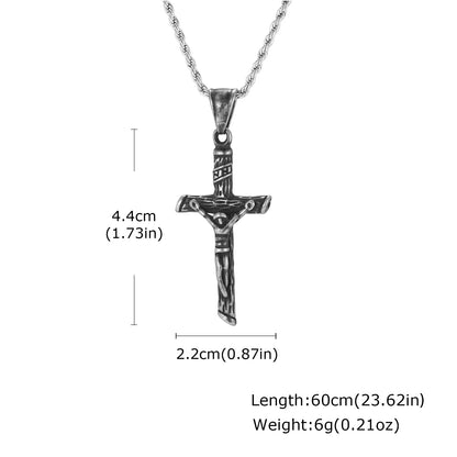 Stainless Steel Cross Necklace Catholicism Jesus Pendant Gold Color Collar Church Prayer Faith Jewelry for Men Women Gift