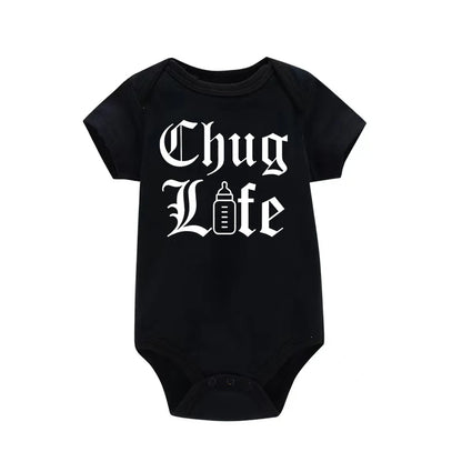 Chug Life Funny Milk Bottle Printed Newborn Baby Bodysuit Short Sleeve Infant Girls Rompers Summer Toddler Boys Ropa Clothes