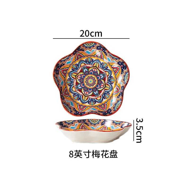 Ceramic Tableware Set Rice Bowl Serving Plate Creative Cutlery Soup Plate Noodle Handle Bowl Sauce Dish Steak Salad Fruit Plate