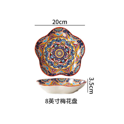 Ceramic Tableware Set Rice Bowl Serving Plate Creative Cutlery Soup Plate Noodle Handle Bowl Sauce Dish Steak Salad Fruit Plate