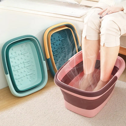 Portable Foot Soaking Tub 2026 - Deep Foldable Design for Home Massage, Knee & Foot Bath Bucket, Compact Plastic Basin