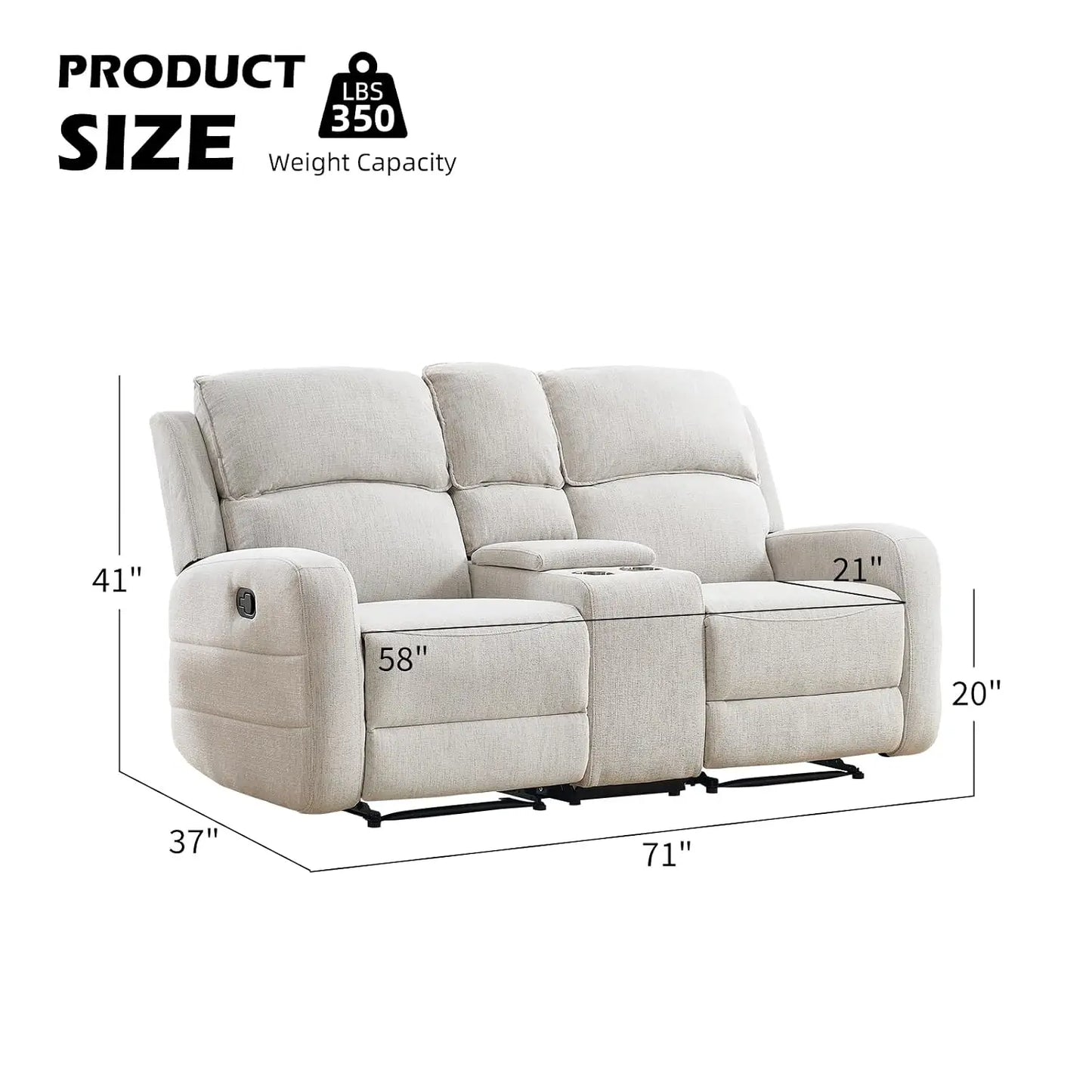 Manual Living Room Furniture Reclining Couch Set, Soft Fabric Loveseat Recliner Sofa for Meeting Room, Overstuffed, Custom