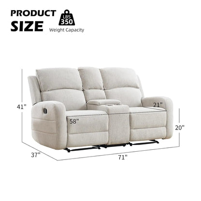 Manual Living Room Furniture Reclining Couch Set, Soft Fabric Loveseat Recliner Sofa for Meeting Room, Overstuffed, Custom