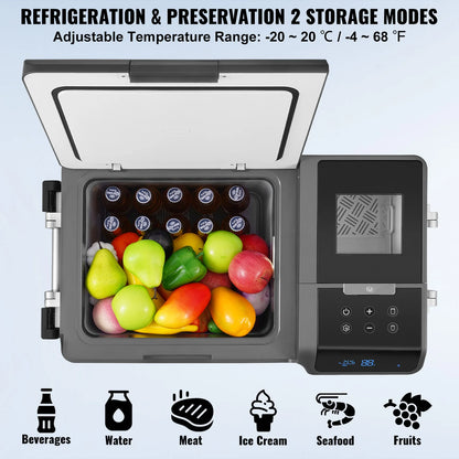 SucceBuy 35L Portable Car Refrigerator with Ice Making Function 12 Volt Car Refrigerator Fridge Single Zone Portable Freezer