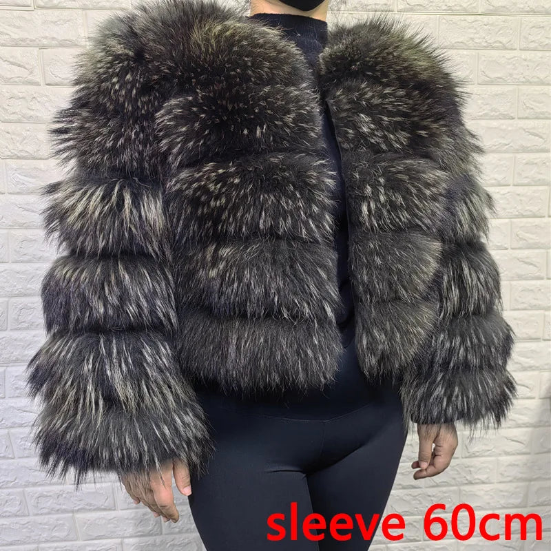 2026 Maomaokong Super Hot Winter Women Luxury Thick Real Raccoon Fur Coat Natural Fox Fur Jacket Plus Size Jackets Female Vest
