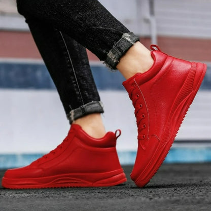 Hot Men's Shoes PU Leather Sneakers Fashion Hip Hop Casual Shoes Red Platform Male Running Shoes Designer High Top Tennis Shoe