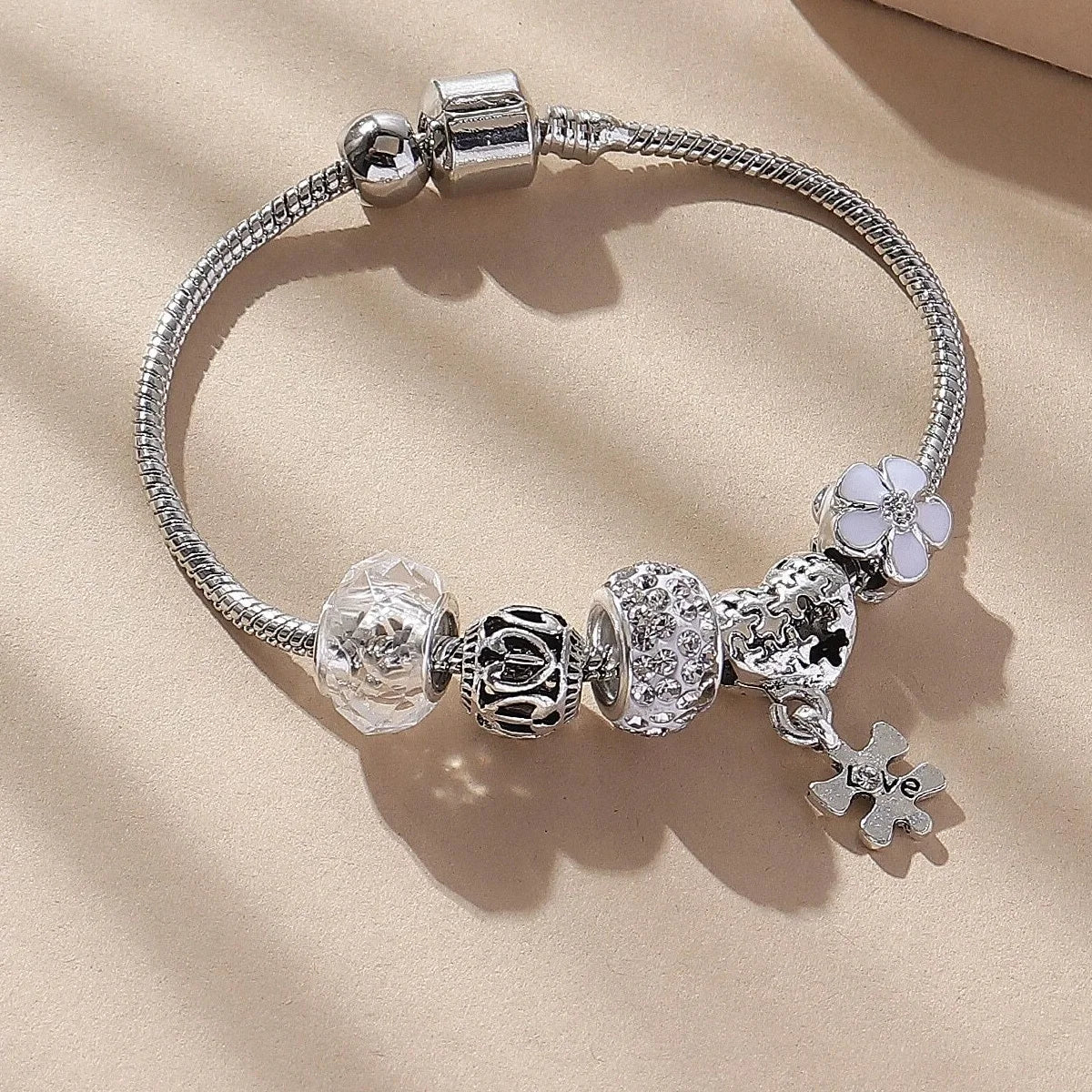 Bohemian Pink Cherry Blossom Love Bracelet Pendant Bead Design Summer