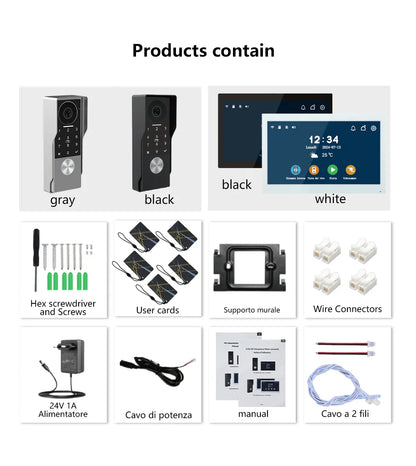 ANJIELO 2-Wire Video Door Phone with TUYA App IC Card PIN Unlock 24 IP Camera Support Smart Video Intercom System for Home 1080P