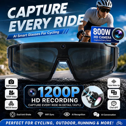World Premiere 2026 New AI Camera Glasses 4K 60FPS HD Shooting Bluetooth Call Voice Assistant UV400 Sports Smart Glasses Cycling