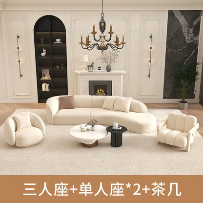 for Nordic Fabric Sofa Living Room Home Light Luxury Curved Large Sofa White Beauty Salon Hotel Lounge Sofa Chair