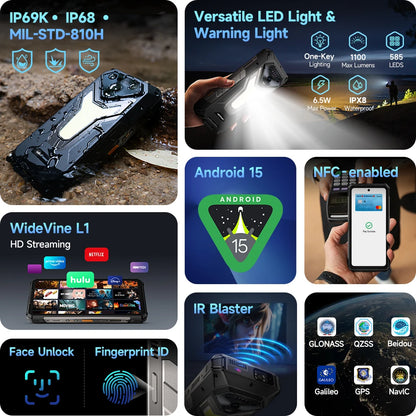 Ulefone Armor 34 Pro Plus 5G AI Rugged Phone  6.95" 25500mAh 32GB+512GB Built-in Projector 120Hz NFC Dimensity 7400X Smartphone