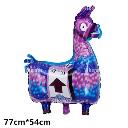 Fortnite Balloons Happy Birthday Banner Shooting Game Party Decoration Alpaca Llama Disposable Tableware Background Cake Topper