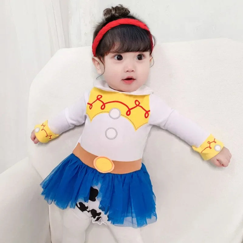 Baby Girl New Summer Bodysuit Cartoon Princess Jumpsuit Children's Long Sleeved Infant Girls Halloween Role Play Clothing H3924
