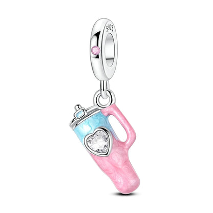 MULA Pink 925 Sterling Silver Charms Pendant Perfume Dreamcatcher Heart Love Beaded Fit Original Bracelet Women DIY Jewelry Gift