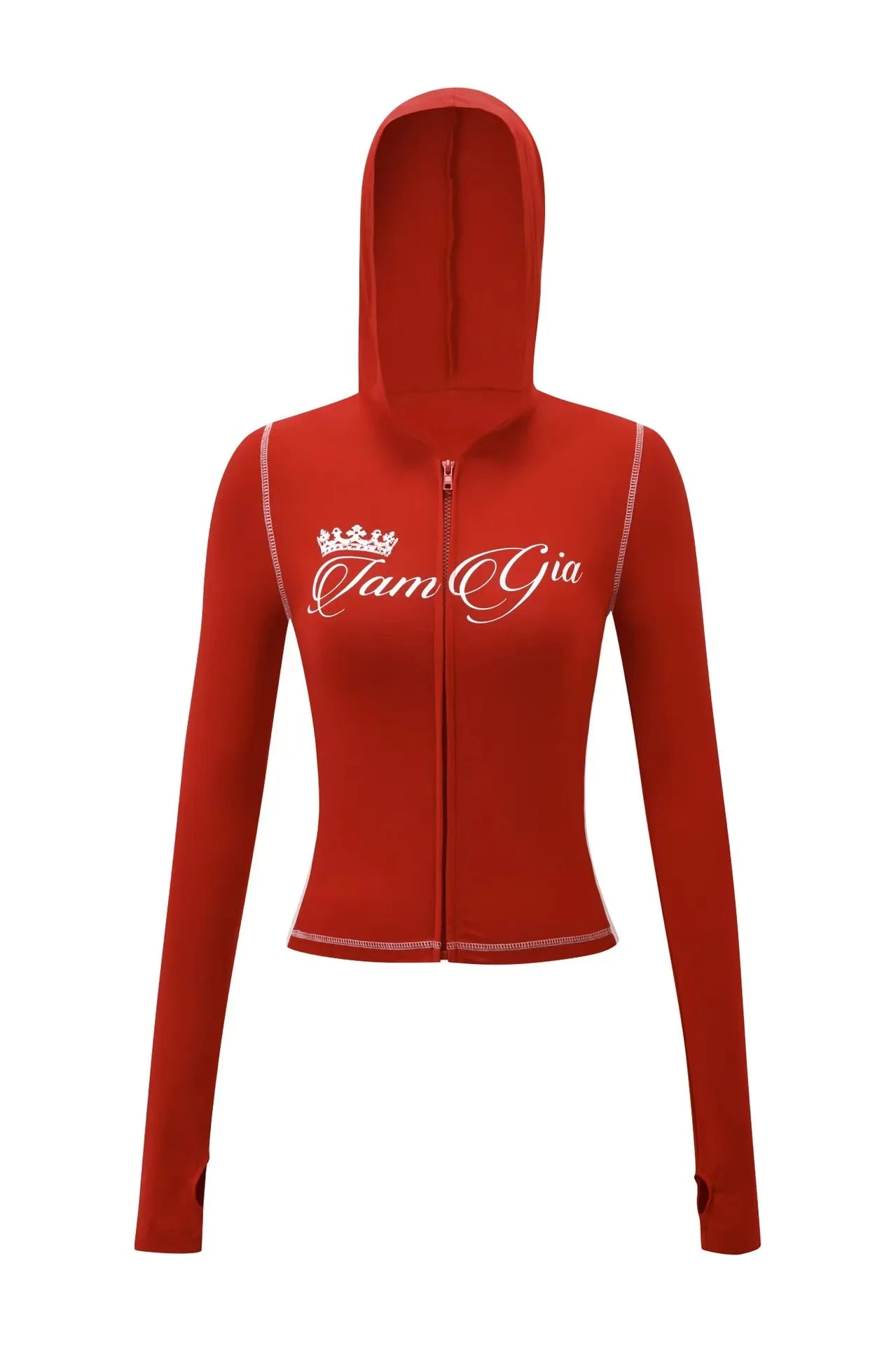 GIA Front Shoulder Slim Fit Jacket Pants Set with Letter Print Design Hooded Zipper Snake Pattern Short Fit Streetwear