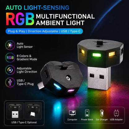 R6FA Night Light And Ambient Lamp USB A Type-C Powered Energy Efficient LED For Room Mini LED Night Lamp