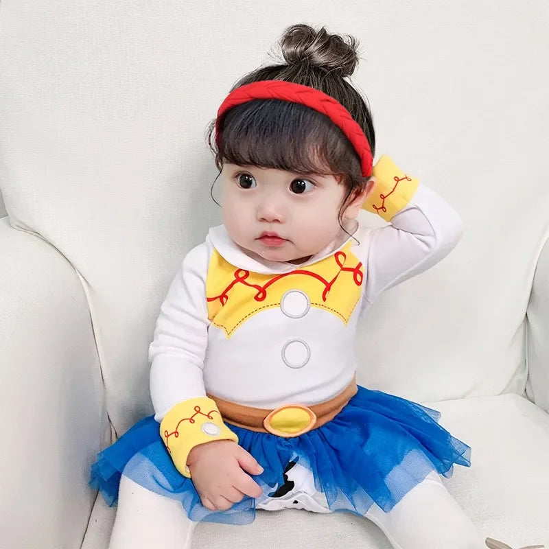 Baby Girl New Summer Bodysuit Cartoon Princess Jumpsuit Children's Long Sleeved Infant Girls Halloween Role Play Clothing H3924