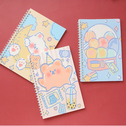 A5 Kawaii Coil Notebook Cute Cartoon Exercise Lined Paper Book Student Notepad Diary School Office Stationery Supplies