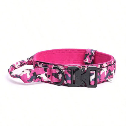 Tactical Dog Collar with Handle Heavy Duty Nylon Collar for Medium Large Dogs Adjustable Camo Pet Collar with Metal Buckle