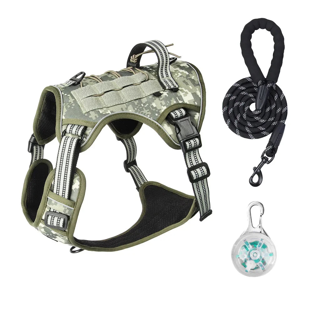 Large Dog Tactical Vest Multi-Function MOLLE-Compatible Harness with Anti-Pull Design for Outdoor Training Gear