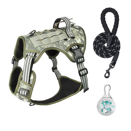 Large Dog Tactical Vest Multi-Function MOLLE-Compatible Harness with Anti-Pull Design for Outdoor Training Gear