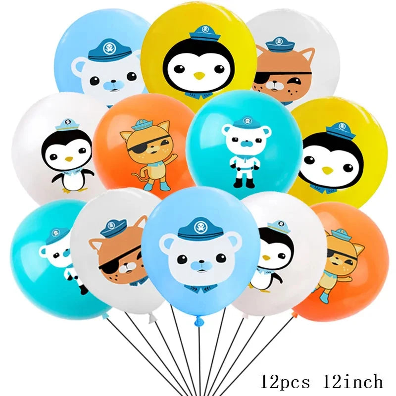 The Octonautsed Party Decoration Bear Cat Penguin Latex Ballons Captain Sea Animal Foil Balloons Happy Birthday Banner Kids Toy
