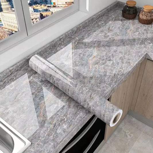 Kitchen Oil-Proof Film Stove Waterproof Moisture-Proof Self-Adhesive Wallpaper Countertop Cabinet Renovation Tile Marble Sticker