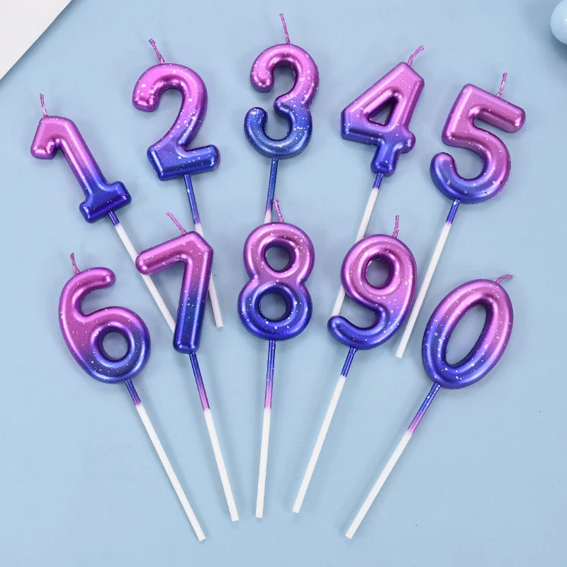 Gradient Cake Candles 0-9 Number Cake Topper Ins Birthday Cakes Toppers Birthdays Party Cupcake Decoration DIY Baking Supplies