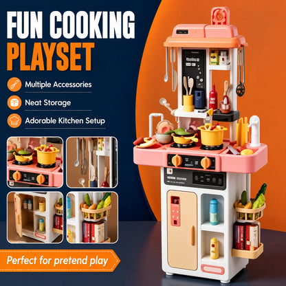 52-Piece Kitchen Toy Set, Educational Toys with Sound and Light Effects, Equipped with Various Realistic Kitchen Tools, Perfect for Parent-Child Interaction, Role-Playing Activities, and Holiday Gifts.