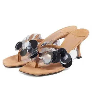 Aqua Green Suede Sandals For Women Shoes High Heels Zapatos Pumps Wedding Party Mules Open Toe Slippers Beach Summer flip flops