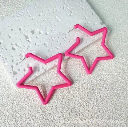 Simple Big Round Star Heart Hoop Earrings For Women Geometric Plastic Exaggerated Earring Hyperbole Trendy Ring Earrings Jewelry