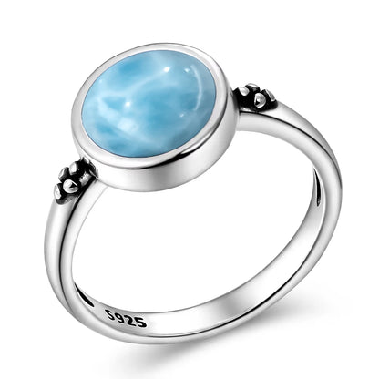 Original Certified 925 Silver Rings Larimar Natural Blue Stone 8*10MM oval shape twist Rings Fine Jewelry Gifts for Women Men