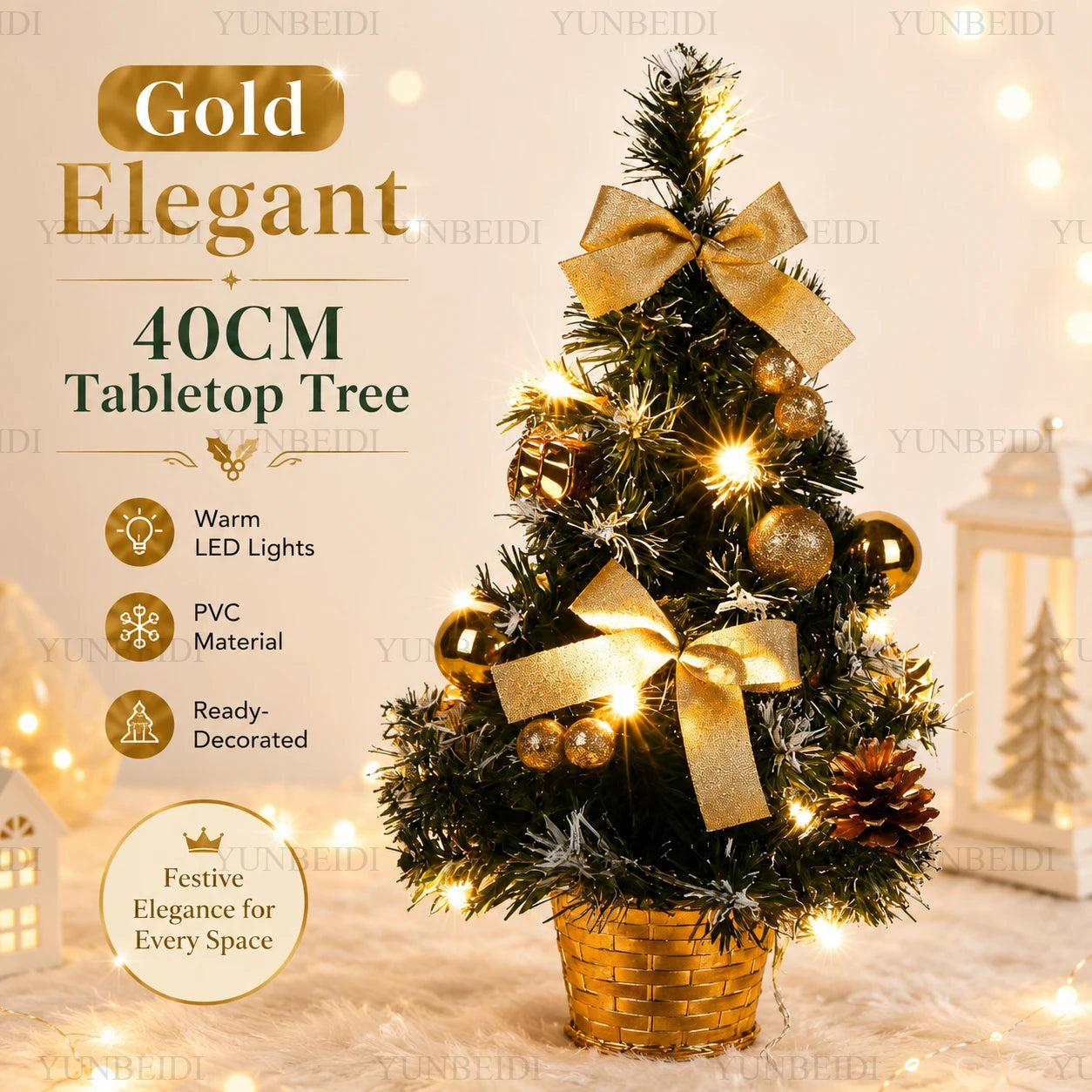 40CM Christmas Tree with LED Lights Mini Artificial Christmas Tree Home Desktop Decoration Christmas Decoration New Year Gift