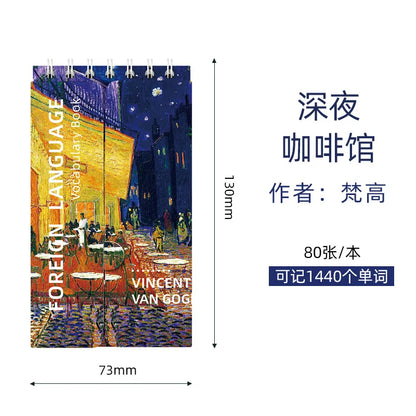 Portable Mini Notebook Japanese Famous Painting Pocket Spiral Notebook Languages Learning Word Book for School Stationery