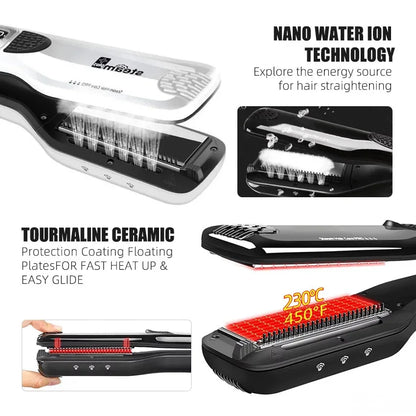 Best Seller Wide Plate Steam Hair Straightener Temperature Controlled Perm Negative Ions Do Not Hurt Hair Ceramic Plate Straight