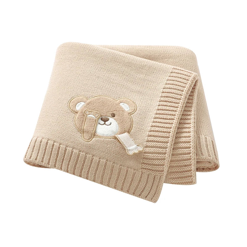 90*70cm Baby Receive Blankets Knitted Comfort Portable All Seasons Newborn Boys Girls Monthly Swaddle Wrap Cuddle Quilt Cellular