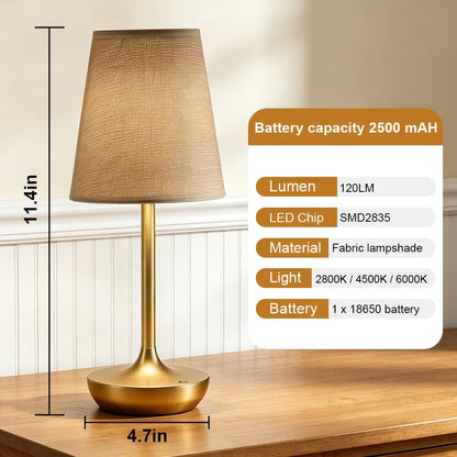 GGbingo Rechargeable LED Table Lamps Classic Desk Lamp Dimmable USB Fabric Lampshade Bedroom Bedside Desk Light Decoration