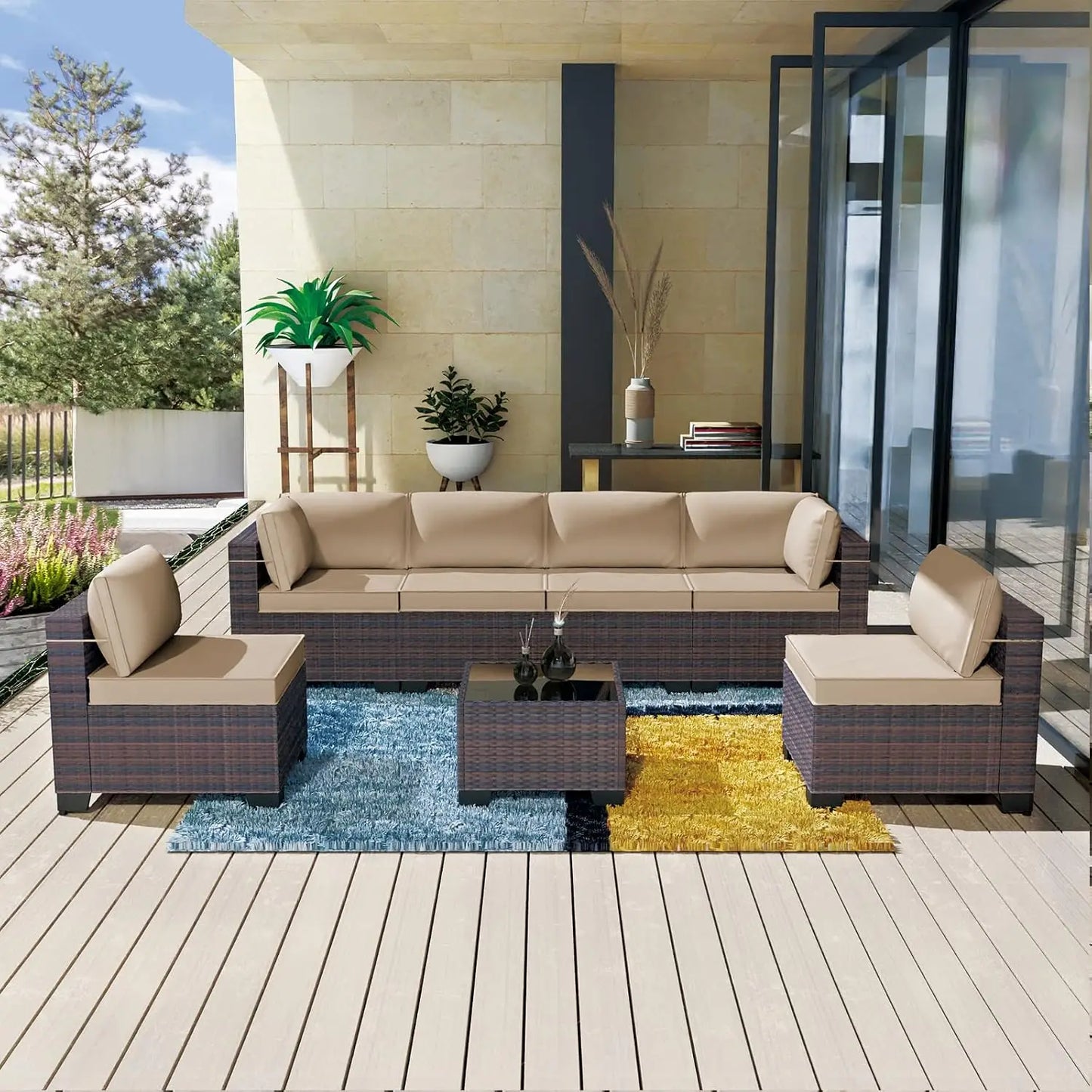 12 Piece Patio Furniture Set, Outdoor Wicker Sectional Sofa, Customized