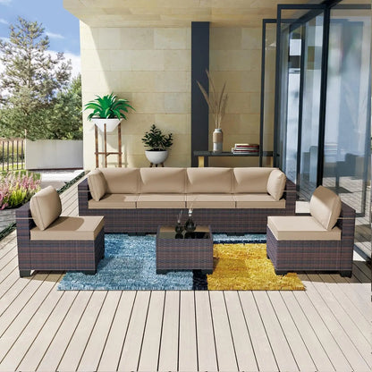 12 Piece Patio Furniture Set, Outdoor Wicker Sectional Sofa, Customized