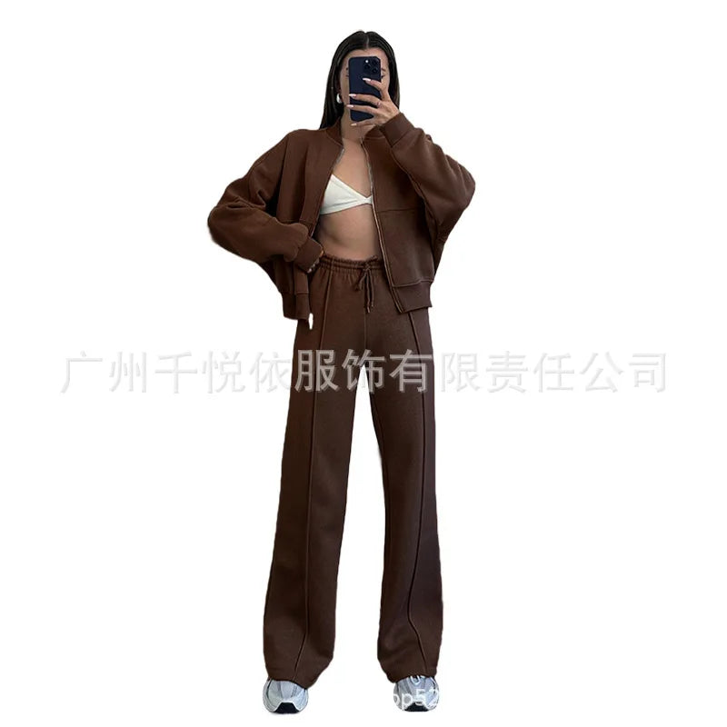 Fashion Two-piece Women's White Sports Suit Loose Sports Shirt+casual Pants Sets Sportswear Women Clothes Tracksuit Women Outfit
