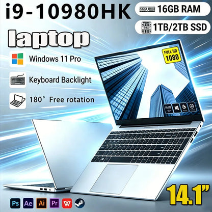 2026 14.1" Portable Laptop Computer Intel Core I9 10980HK Windows 11 Pro 16GB 32GB DDR4 1TB SSD Notebook PC Gaming Laptops