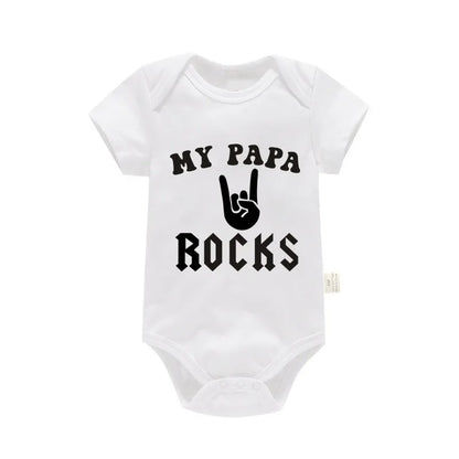 Born To Rock Newborn Baby Short Sleeve Cotton Baby Bodysuit Cute Baby Boy Clothes Jumpsuit Infant Outfit Baby Body Rock Onesie