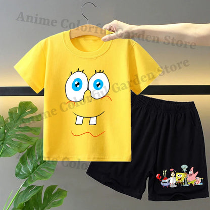 2pcs Spongebobs Squarepants Short Sleeved Shorts Set for Children