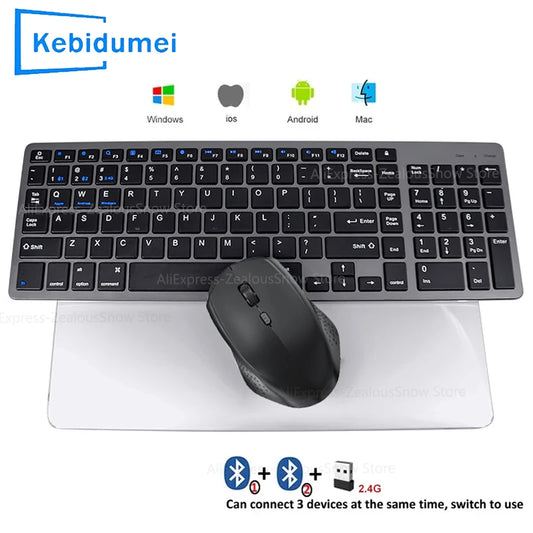 New Bluetooth 5.0 Wireless Keyboard Mouse Set 2.4G English 102 Keycaps For MacBook iPad Tablet Rechargeable Mice Keyboard Laptop