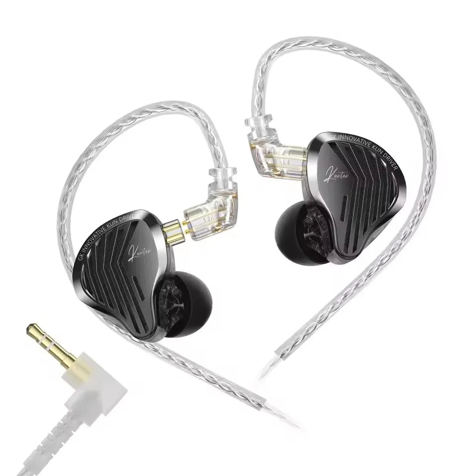 GK KUNTEN Dynamic Drive Headphones HIFI Heavy Bass Earbuds Sports Metal Headphones Detachable Headphones Gaming Headset Type-C