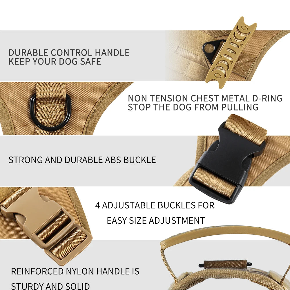 Dog Tactical Harness Vest Pet Dog Harness for Medium Large Dogs  Reflective Dog Harness No Pull with Durable Soft Handle
